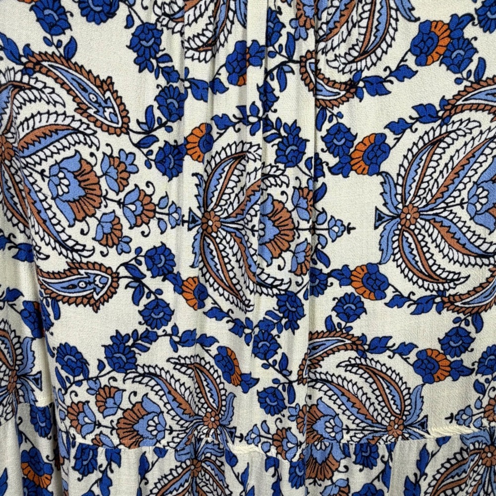 Max Studio London Maxi Dress Paisley Floral Boho Tiered Sleeveless Womens 1X - Picture 5 of 11